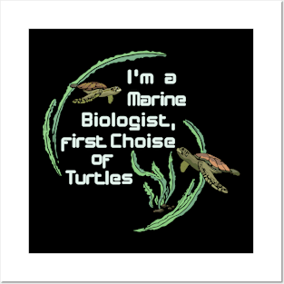 Marine Biologist Turtle Diving Posters and Art